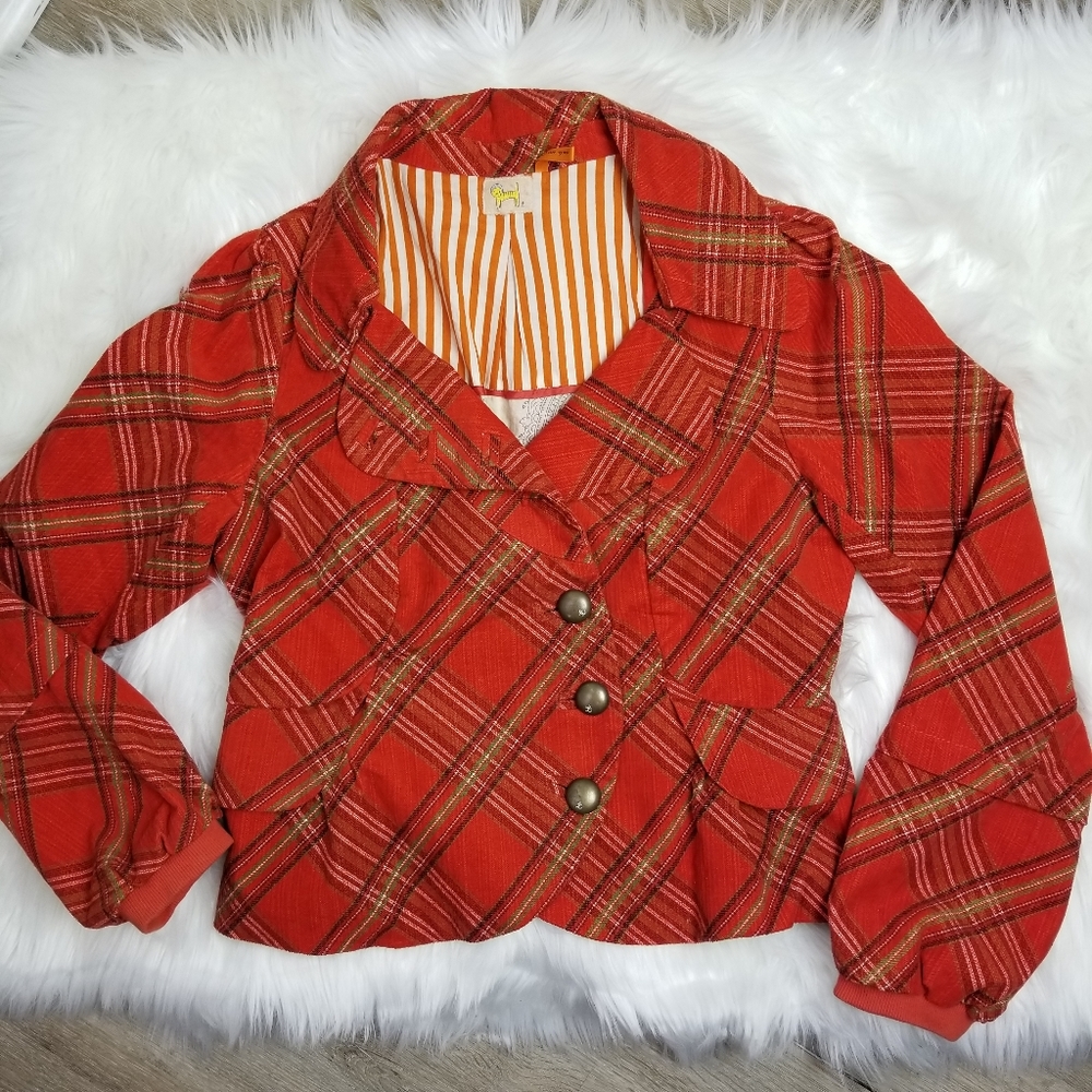 🌻Plaid Care Me Purr Jacket by Anthropologie